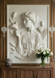Neoclassical Rose and Tulip Motif Wall Art