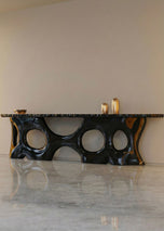 Organic Form Black Marble Patterned Console