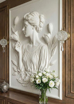 Neoclassical Rose and Tulip Motif Wall Art
