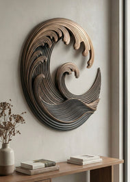 Layered Tsunami 3D Wall Art – Modern Ocean-Inspired Decorative Piece