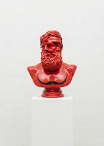 Ancient Greek God Bust - Red Decorative Sculpture